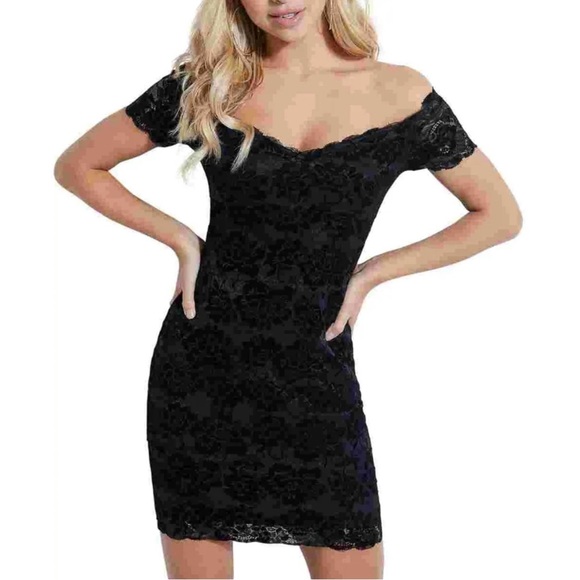 Guess Women's Drea Off The Shoulder Dress Gray Small - Picture 1 of 3